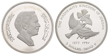 Иордания 3 динара 1977 Охрана окружающей среды KM 32 серебро PROOF 11-148-11