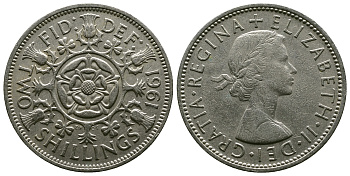 Великобритания 2 шиллинга (флорин) 1961 Елизавета II (1952-2022) KM 906, Spink 4146 медно-никель 4382-312