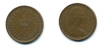Великобритания 1/2 пенни 1971 Елизавета II (1952-2022) КМ 914, Spink 4239 бронза 4110-1619