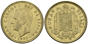Испания 1 песета 1975 (78) Хуан Карлос I (1975-2014) KM 806 алюминиевая бронза 85-714