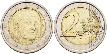 Италия 2 евро 2013 700 лет со дня рождения Джованни Боккаччо KM 358 биметалл 4132-1113