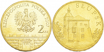 Польша 2 злотых 2007 MW, серия польские города, Слупск (Slupsk) KM 620 латунь UNC M19-09
