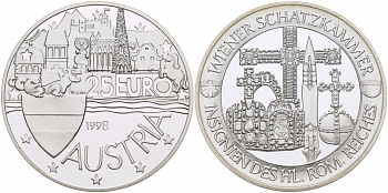 АВСТРИЯ 25 ЕВРО 1998 СОКРОВИЩНИЦА РИМСКОЙ ИМПЕРИИ серебро PROOF 04-315-43