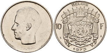 Бельгия 10 франков 1973 Belgie KM 156.1 никель    4187-451