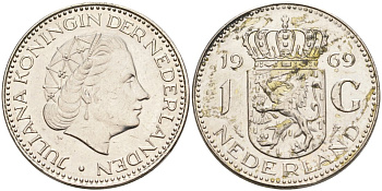 Нидерланды 1 гульден 1969 Юлиана (1948-1980) KM 184а никель 53-1147