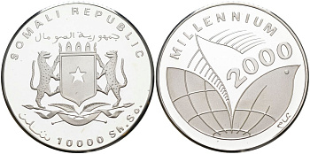 Сомали 10000 шиллингов 2000 миллениум серебро PROOF 1098-4-34
