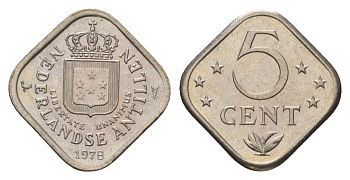 Нидерландские Антильские острова (Нидерландские Антилы) 5 центов 1978 KM 13 медно-никель UNC 4627-667