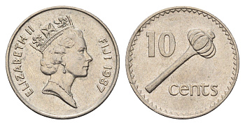 Фиджи 10 центов 1987 Елизавета II (1952-2022), булава KM 52 медно-никель UNC 4698-1141