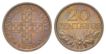 Португалия 20 сентаво 1970 KM 595 бронза UNC 4627-916