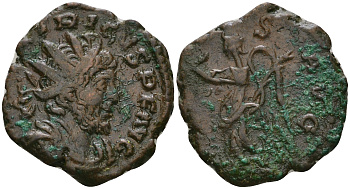 Римская Империя, императоры в Галлии антониниан 272 - 273 Тетрик, IMP TETRICVS P F AVG, бюст императора / COMES AVG, Виктория RIC 56 биллон 1073-19-104