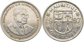 Маврикий 1 рупия 1997 Сивусагур Рамгулам KM 55 медно-никель 117-151