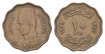 Египет 10 миллим 1938 KM 361 бронза 4660-1157