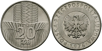 Польша 20 злотых 1976 MW KM 67 медно-никель 4168-822