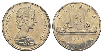 Канада 1 доллар 1972 Елизавета II (1952-2022), каноэ KM 76 никель UNC 4185-341