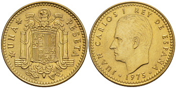 Испания 1 песета 1975 (80) Хуан Карлос I (1975-2014) KM 806 алюминиевая бронза 216-622