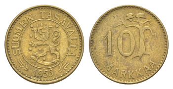 Финляндия 10 марок 1955 KM 38 алюминиевая бронза 4647-452