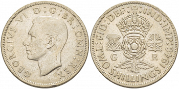 Великобритания 2 шиллинга (флорин) 1948 Георг VI (1936-1952) KM 865, Spink 4102 медно-никель 4403-646