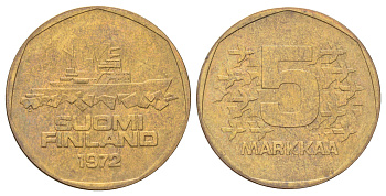 Финляндия 5 марок 1972 KM 53 алюминиевая бронза 4666-834