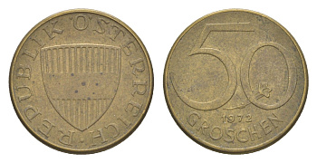 Австрия 50 грошей 1972 KM 2885 алюминиевая бронза 4124-139