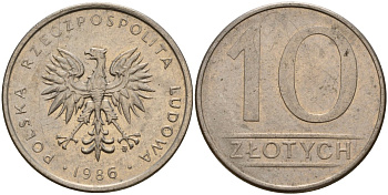 Польша 10 злотых 1986 Y 152.1 медно-никель 4156-922