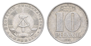 ГДР 10 пфеннигов 1967 A KM 10 алюминий 4630-635