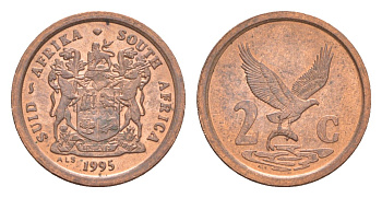 ЮАР 2 цента 1995 KM 133 сталь плакированная медью UNC 4621-219