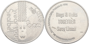 Жетон рекламный 1996 Morton International Inc. ремни и сумки 1066-16-55