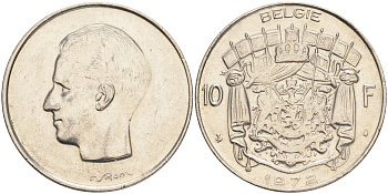 Бельгия 10 франков 1972 Belgie, Бодуэн I (1951-1993) KM 156.1 никель 4556-652