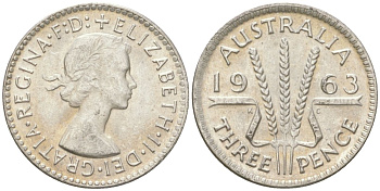 Австралия 3 пенса 1963 Елизавета II (1952-2022) KM 57 серебро 4623-123