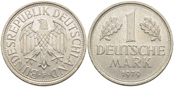 ФРГ 1 МАРКА 1979 F J.385, KM 110 медно-никель 3856-146