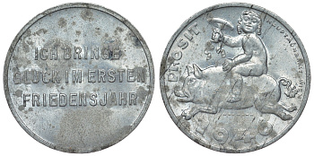 Австрия жетон 1946 удачи в первом году свободы, ребенок с грибом на свинье цинк 4121-245