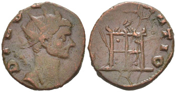 Римская Империя антониниан 270 Клавдий Готский, посмертная чеканка, DIVO CLAVDIO, бюст императора / CONSECRATIO, алтарь, Медиолан RIC 257 биллон 1073-20-73