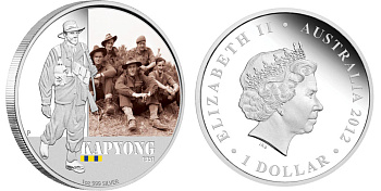 Австралия 1 доллар 2012 Капхёнская битва, цветная эмаль KM 1699 серебро PROOF 1074-1-23