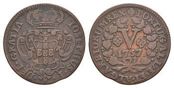 Португалия 5 реалов 1757 Жозе I (1750-1777) KM 242 медь 413-2445