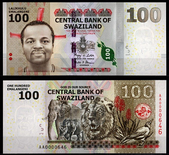 Свазиленд 100 эмалангени 2010 Pick 39 a бумага UNC (пресс) 7214-40-1-2