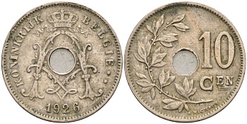 Бельгия 10 сантимов 1922 Belgie KM 86 медно-никель 4126-142