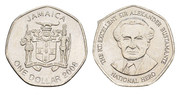 Ямайка 1 доллар 2008 KM 164 сталь плакированная никелем UNC 4154-318