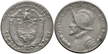 Панама 1/10 бальбоа 1970 KM 10а медь плакированная медно-никелем 72-1016