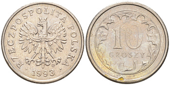 ПОЛЬША 10 ГРОШЕЙ 1993 MW KM 279 медно-никель 187-923