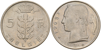 Бельгия 5 франков 1965 Belgie KM 135.1 медно-никель    4187-257