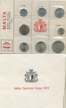 МАЛЬТА НАБОР ИЗ 8 МОНЕТ 1972 ОРИГИНАЛЬНАЯ ЗАПАЙКА UNC 5-6-37