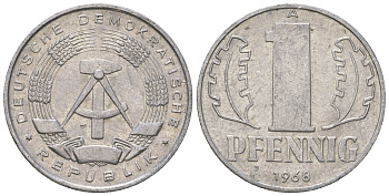 ГДР 1 пфенниг 1968 А КМ 8.1 алюминий 4615-1231