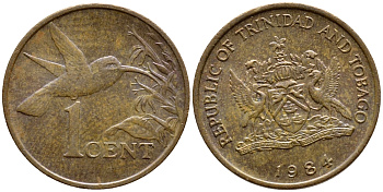 Тринидад и Тобаго 1 цент 1984 колибри KM 29 бронза 4396-1012