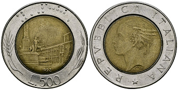 Италия 500 лир 1992 KM 111 биметалл 4165-1044