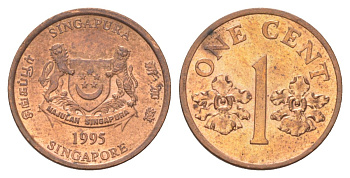 Сингапур 1 цент 1995 KM 98 цинк плакированная медью UNC 4627-967