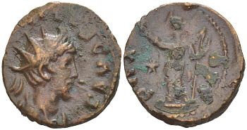 Римская Империя, императоры в Галлии антониниан 273 - 274 Тетрик II, C PIV ESV TETRICVS CAES, бюст цезаря / PAX AVG, Пация, персонификация мира, Августа Треверов RIC 247 биллон 1073-24-22