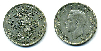 Великобритания 1/2 кроны 1942 Георг VI (1936-1952) KM 856, Spink 4080 серебро 89-1213