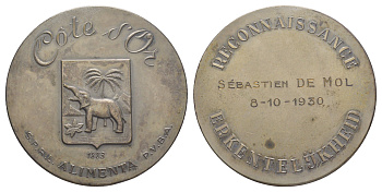 Бельгия медаль "благодарность и признание Демола Себастьена (1930-1955) - доктора Красного креста, помогавшим голодающим людям в США" 1955 в оригинальной упаковке, Брюссельский монетный двор, Слон, диаметр 61 мм, вес 83 гр серебро 3-5-3-03