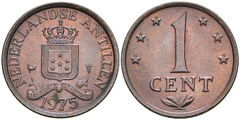 Нидерландские Антилы 1 цент 1975 Юлиана (1948-1980) KM 8 бронза UNC 4178-115