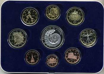 ИТАЛИЯ 9 МОНЕТ 2007 ПРУФ КИОТСКИЙ ПРОТОКОЛ Ш2